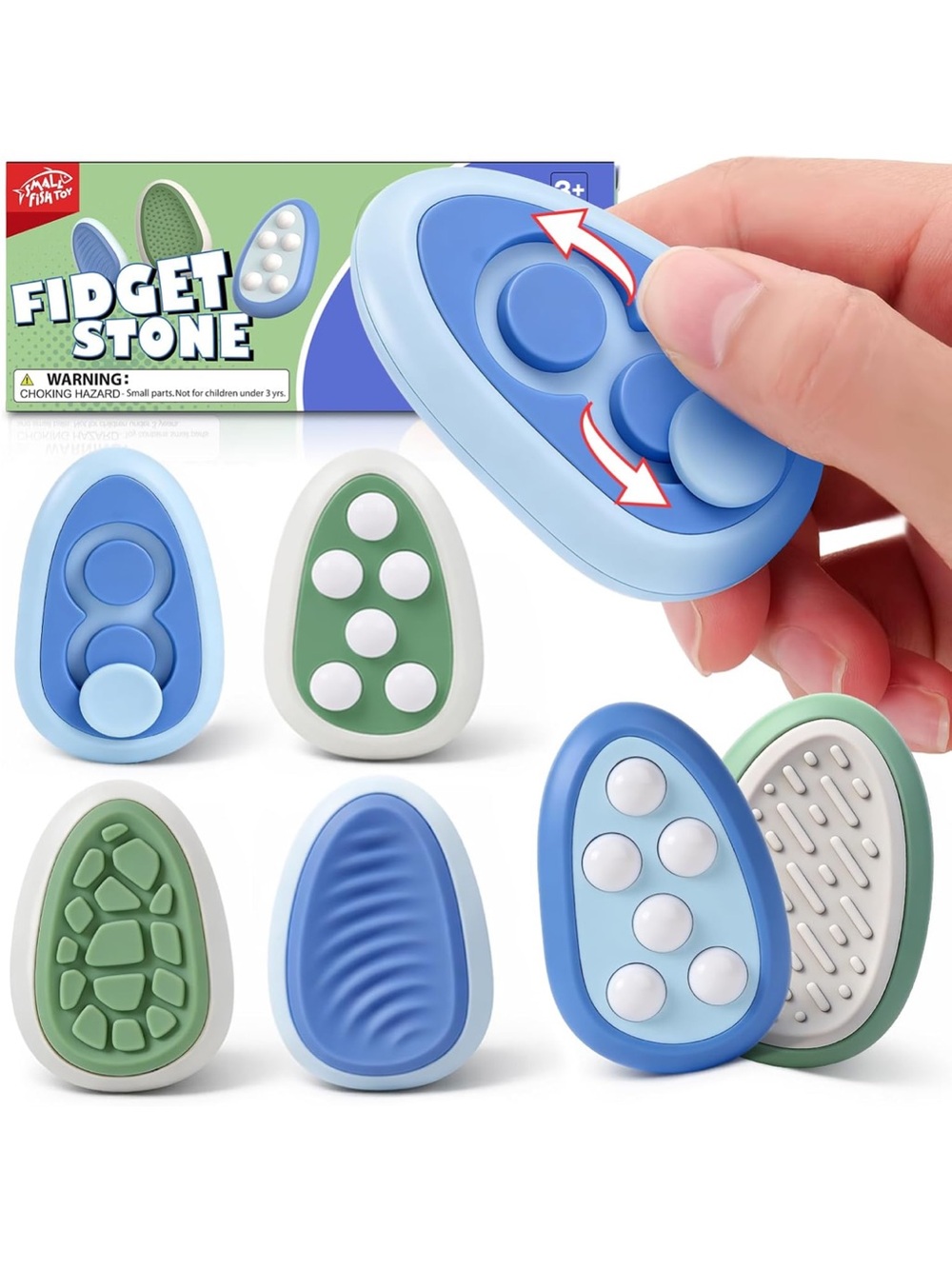 Fidget Stone Sensory Toy Set - Blue & Green